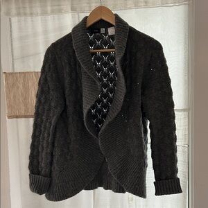 Saks Fifth Avenue 100% Cashmere Open Knit Cardigan Sweater
